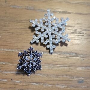 Sparkling Snowflake Brooch Duo 1 925 silver mark MT other cute costume